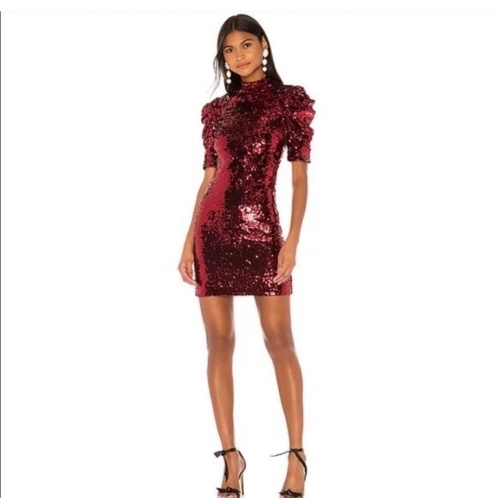 Alice + Olivia Burgundy Sequin Mini Dress size 0